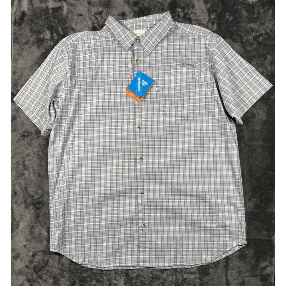 NWT Columbia PFG Harbor Peak Mens XLT Plaid Short Sleeve Fishing Shirt OmniShade